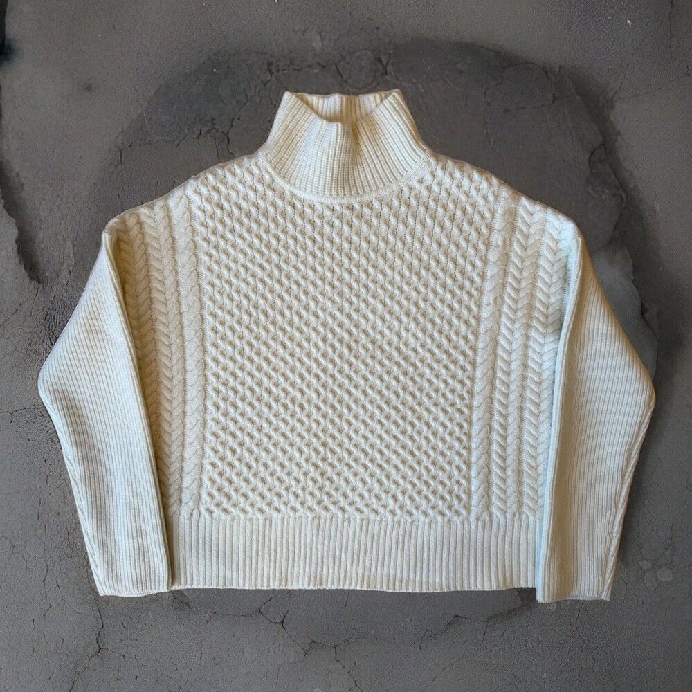 AYR Le Square Sweater Women's S Ivory Wool Knit Glam Boho Party Outdoors